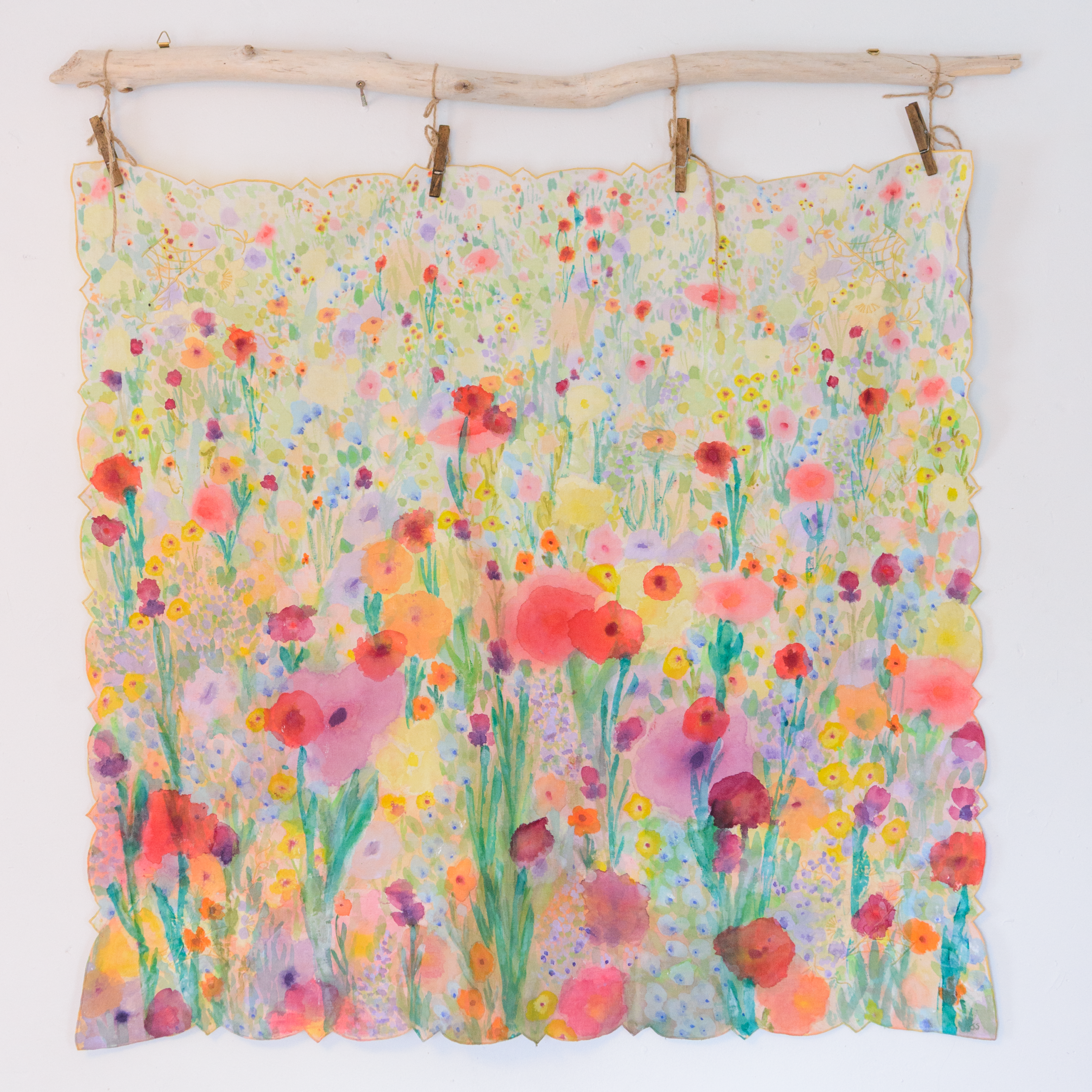 Painted textile artwork by Jessica Sheila